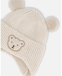 Deux par Baby Unisex Lined Winter Knit Hat with Ear Flaps Off-White - Baby|Toddler