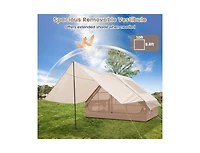 Akiudex 4-6 Person Inflatable Camping Tent with Porch and Carrying Bag - Beige