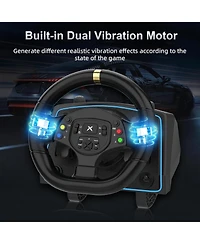 Nbcp Gaming Steering Wheel with Pedals – 1080° Rotation, Paddle Shifters, Manual Gearbox, Dual Vibration – Compatible with Xbox, PS4, Pc, Switch & Mor