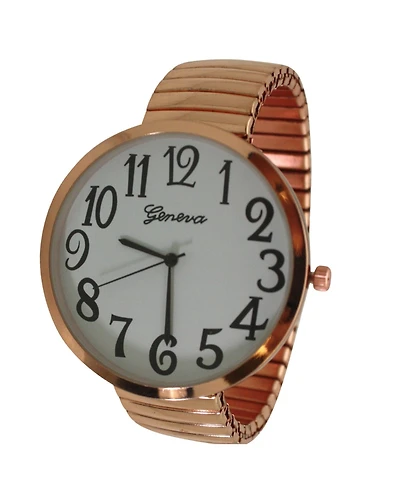 Olivia Pratt Rose Gold Super Large Face Stretch Strap Watch