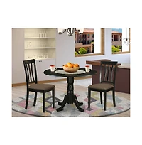 East West Furniture 3 Pc Dinette Table set-Dining Table and 2 Dining Chairs