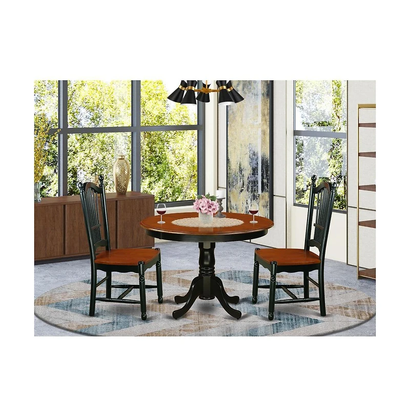 East West Furniture Dining Room Set Black & Cherry
