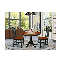 East West Furniture Dining Room Set Black & Cherry