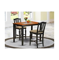 East West Furniture 3 Pc Dining counter height set-pub Table and 2 Kitchen Dining Chairs