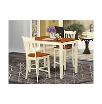 East West Furniture 3 Pc counter height pub set - high Table and 2 counter height Chairs