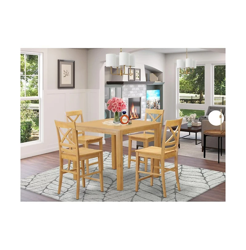 East West Furniture 5 Pc counter height pub set - Dining Table and 4 bar stools