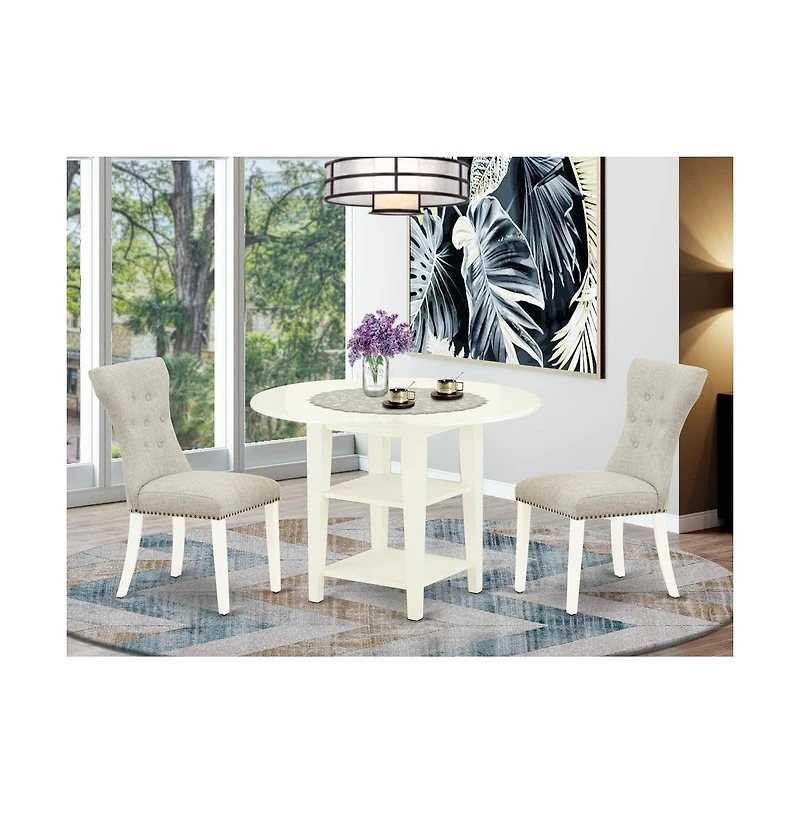 East West Furniture Dining Room Set Linen White