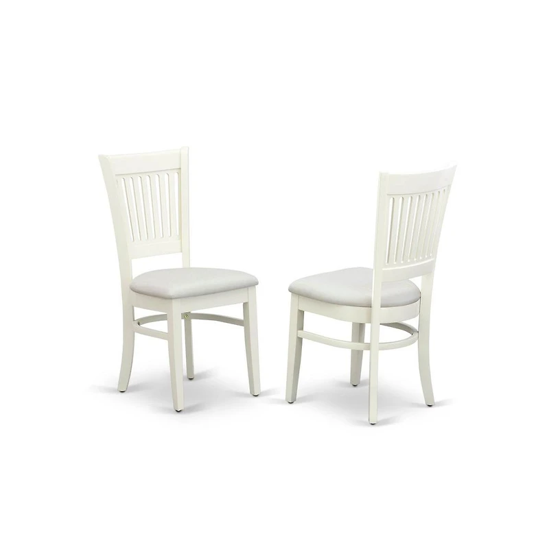East West Furniture 5-Piece Dining Room Table Set- 4 Dining Room Chair with Linen Fabric Seat and Slatted Chair Back - Drop Leaves Round Table