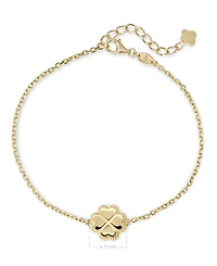 Devata Clover Heart Chain Bracelet in 14K Gold, 6.5 in adj to 7.5 in, approx. 2.8 grams.