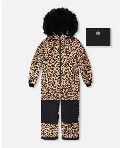 Deux par Girl One-Piece Play Snowsuit Beige Leopard