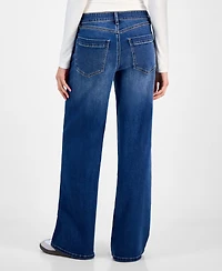 Indigo Rein Juniors' Mid-Rise Wide-Leg Jeans