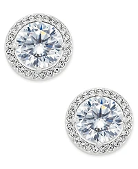 Eliot Danori Silver-Tone Cubic Zirconia Framed Stud Earrings, Created for Macy's