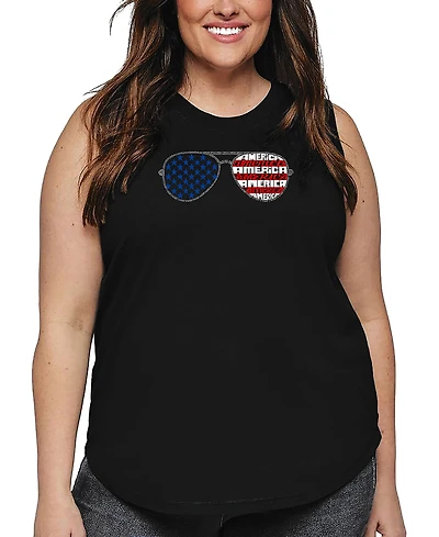 La Pop Art Plus Americana Sunglasses Word Tank Top