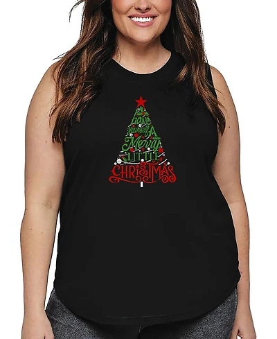 La Pop Art Plus Have Yourself a Merry Little Christmas Word Tank Top
