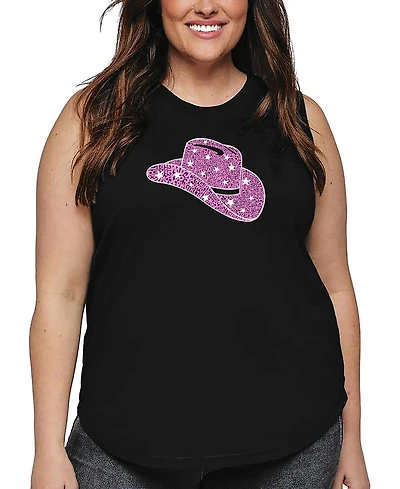 La Pop Art Plus Cowgirl Hat Word Tank Top