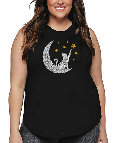 Le Pop Art Plus Cat Moon Word Tank Top