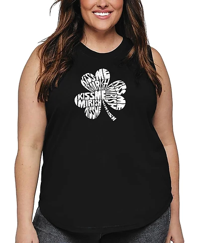 La Pop Art Plus Kiss Me I'm Irish Word Tank Top