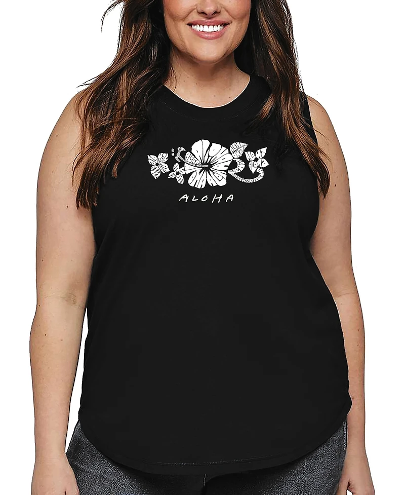 La Pop Art Plus Aloha Word Tank Top