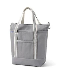 Lands End Medium 5 Pocket Zip Top Canvas Tote Bag