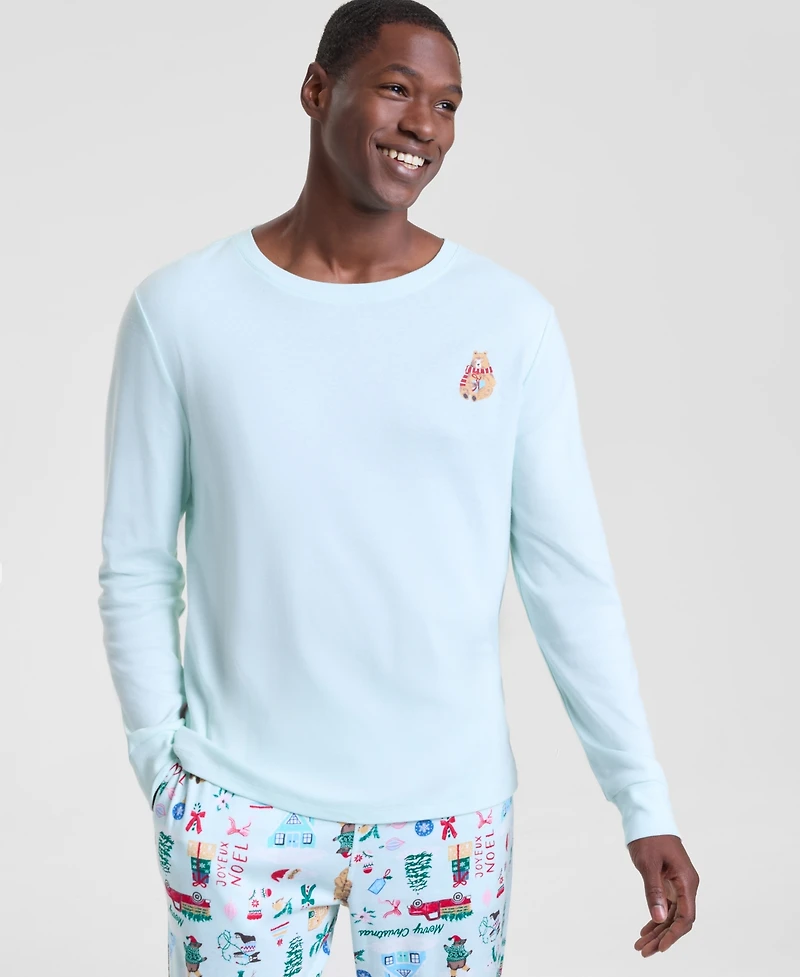 Holiday Lane Men's Winter Cotton Pajama Set, Macy's Exclusive