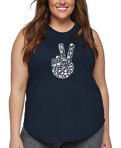 La Pop Art Plus Peace Finger Notes Tank Top