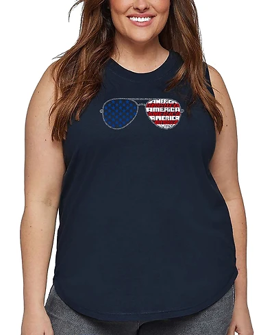 La Pop Art Plus Americana Sunglasses Word Tank Top