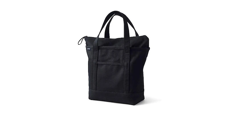 Lands' End Medium Solid Color 5 Pocket Zip Top Canvas Tote Bag