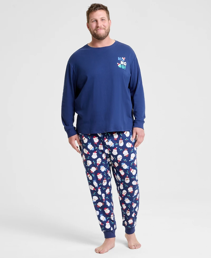 Holiday Lane Men's Big & Tall Santas Cotton Pajama Set, Macy's Exclusive