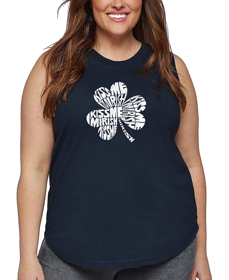 La Pop Art Plus Kiss Me I'm Irish Word Tank Top