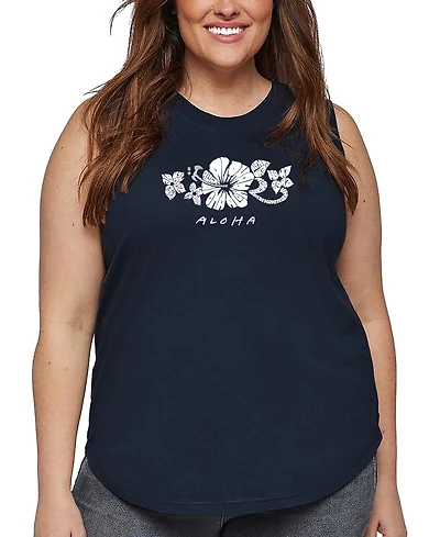 La Pop Art Plus Aloha Word Tank Top