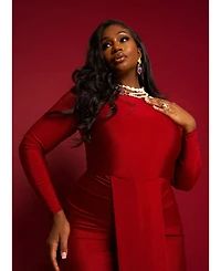 Rebdolls Women's Elegant Burgundy Bodycon Maxi Dress