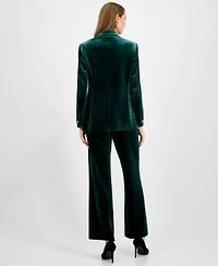 Anne Klein Womens Velvet One Button Notch Collar Jacket Velvet High Rise Pull On Wide Leg Pants