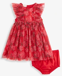 First Impressions Baby Girls 2-Pc. Floral-Print Tulle Dress & Bloomer Set, Macy's Exclusive