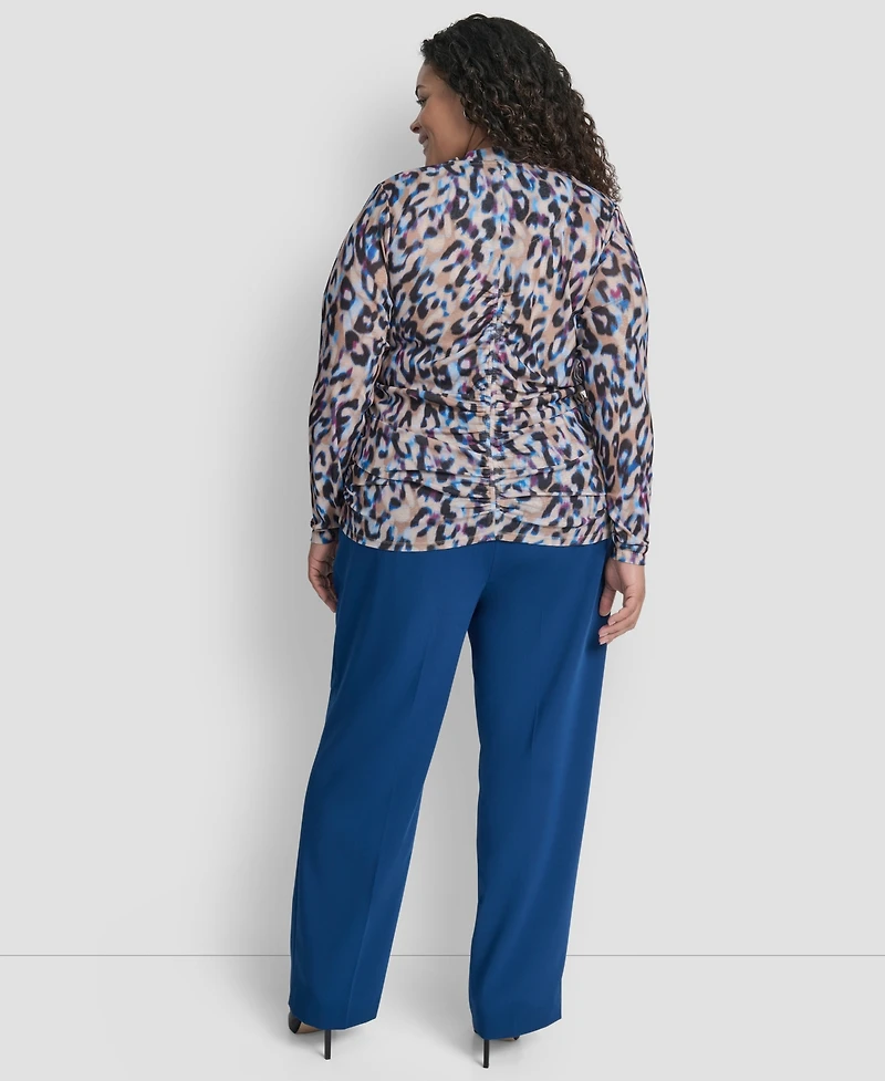 Dkny Plus Long Sleeve Tissue Mesh Top