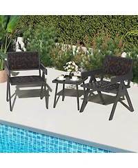 Slickblue 3-Piece Patio Pe Wicker Bistro Set with Quick-Drying Cushions and Coffee Table for Outdoor Use