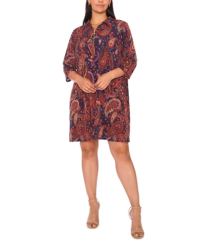 Msk Plus Printed Jersey 3/4-Sleeve Dress