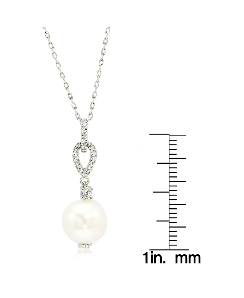 Suzy Levian New York Suzy Levian Sterling Silver Pearl & White Sapphire Dangle Pendant