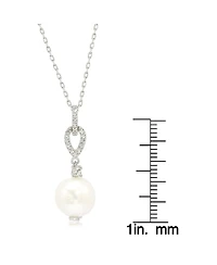 Suzy Levian New York Suzy Levian Sterling Silver Pearl & White Sapphire Dangle Pendant