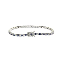 Suzy Levian New York Sterling Silver Sapphire & Created White Alternating Pave Tennis Bracelet