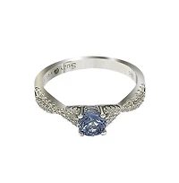 Suzy Levian Sterling Silver Sapphire & Created White Crossover Twist Center Stone Ring