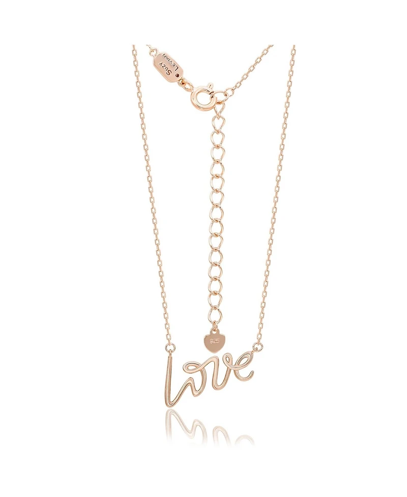 Suzy Levian Rose Sterling Silver "Love" Necklace