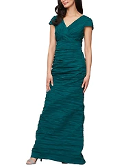 Alex Evenings Petite Long Crinkle Stretch Taffeta Dress