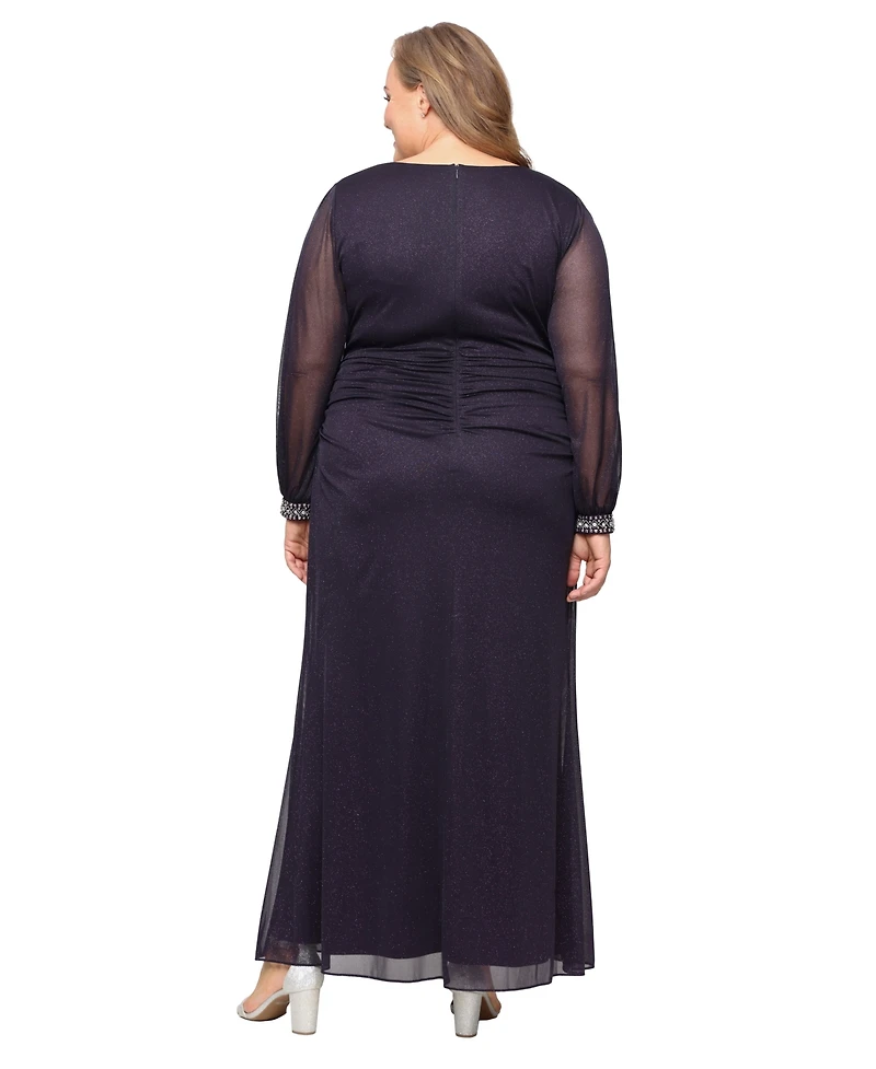 Sl Fashions Plus Long Glitter Mesh Dress