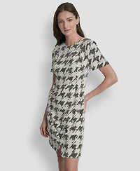 Dkny Petite Short Sleeve Riveted Skirt Sheath Dress