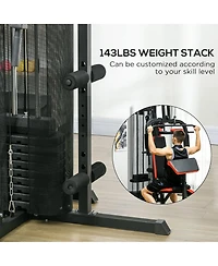 Soozier Multi Home Gym Equipment, Workout Station with 143lbs Weight Stack