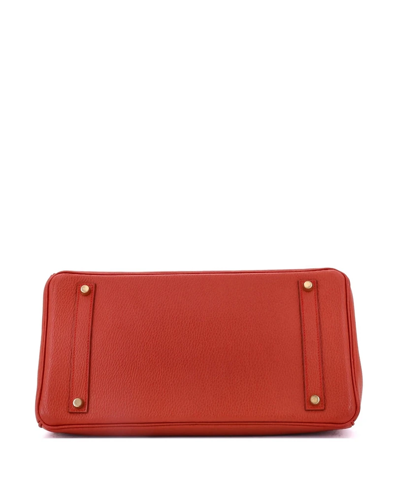Pre-Owned Hermes Birkin 35 Handbag Red Ardennes with Gold Hardware