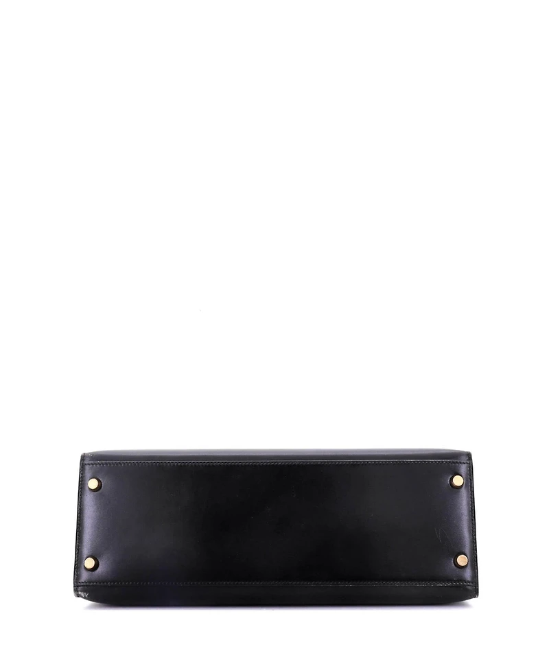 Pre-Owned Hermes Kelly 32 Handbag Black Box Calf with Gold Hardware