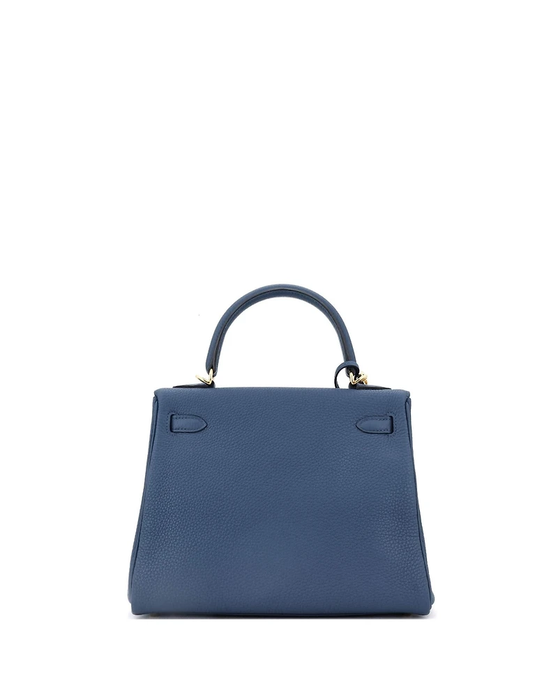 Pre-Owned Hermes Kelly 25 Handbag Blue Togo with Permabrass Hardware
