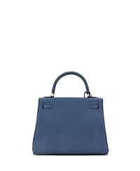 Pre-Owned Hermes Kelly 25 Handbag Blue Togo with Permabrass Hardware