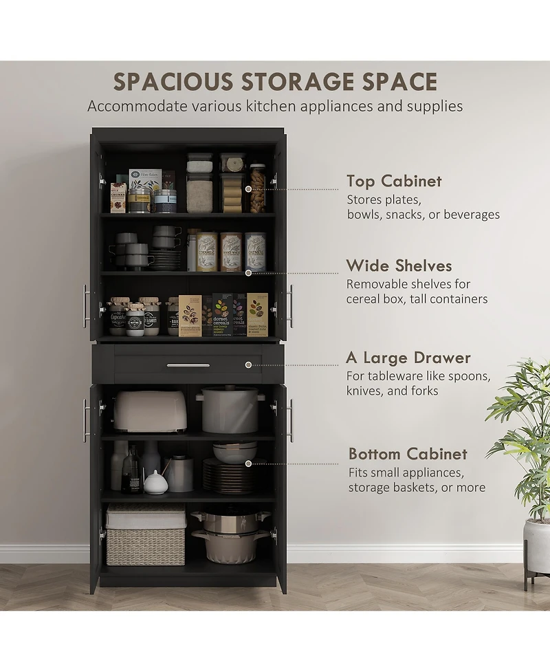 Homcom Kitchen Pantry with Doors and Drawer